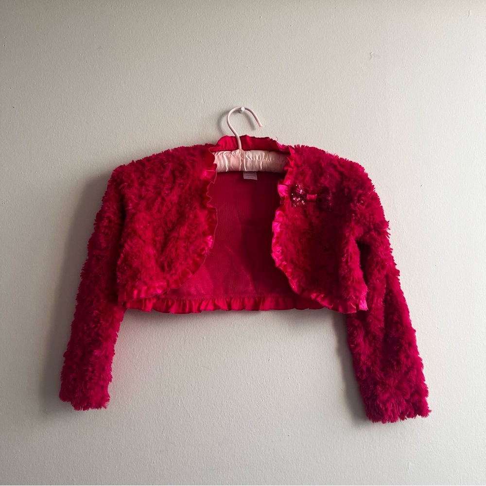 Girl’s Hot Pink Fluffy Mini Cardigan